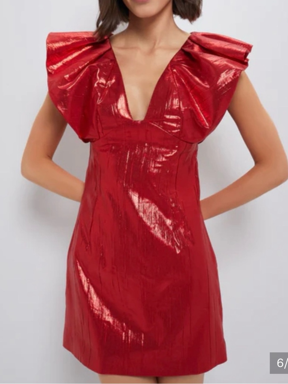 Tuckernuck Red Metallic V-Neck Mini Dress
